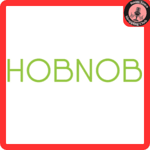 The image features the word "HOBNOB- RICHMOND $25 GIFT CERTIFICATE*" in green, uppercase letters against a white background. The image is framed by a thick red border. In the top right corner, there is a small emblem with a black and red color scheme containing text and a graphic.